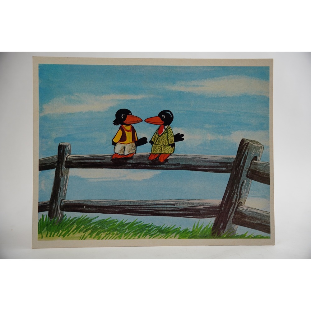 Cooper Films Sing‎ a Song of Sixpence Art Card 1971 Blue Vintage Illustration